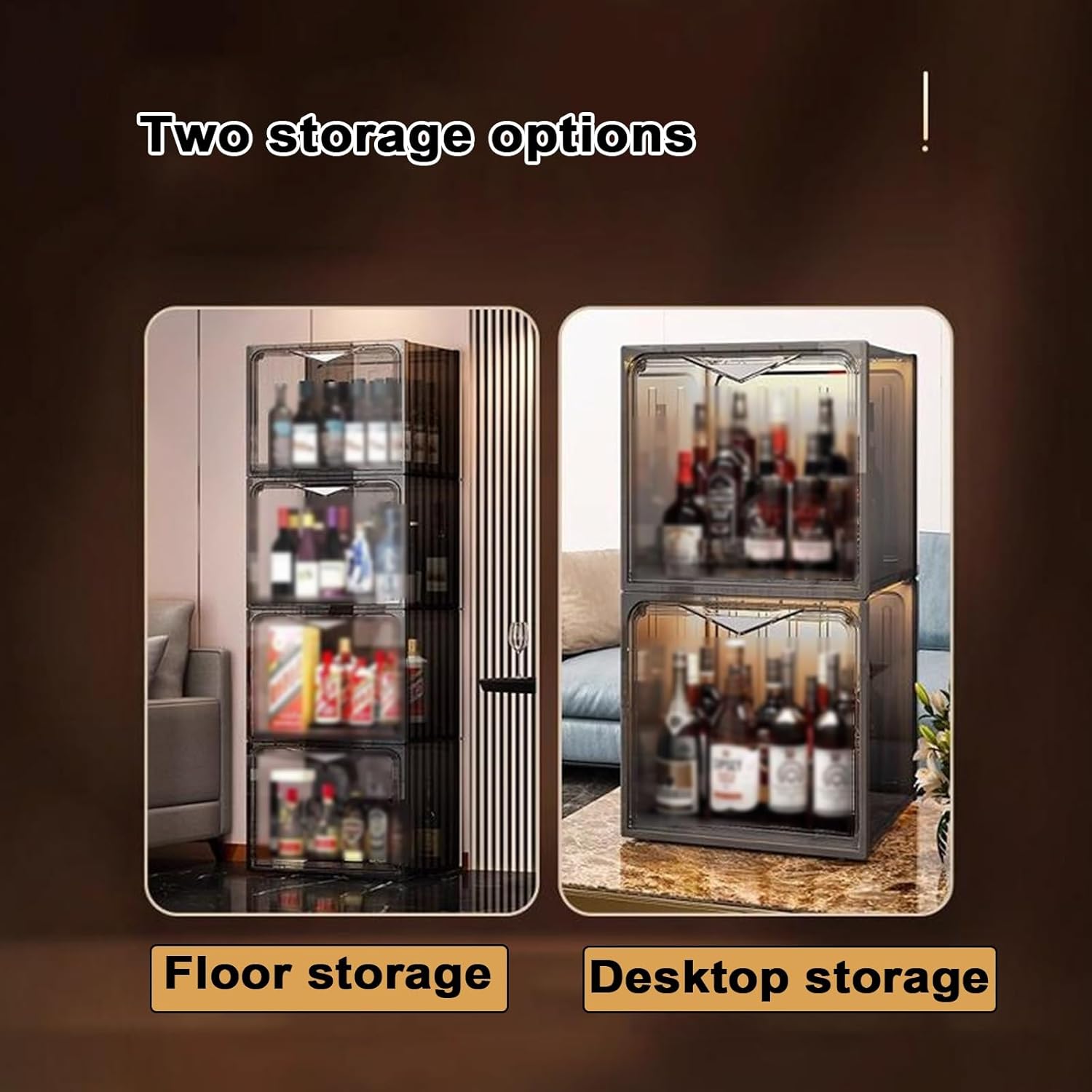 Acrylic Display Case for Collectibles Wine Cabinet Rack Storage Cabinet with Strong Magnetic Self-Priming Door Space-Saving for Collectibles, Toys, Books(Gold,35x30x150cm)