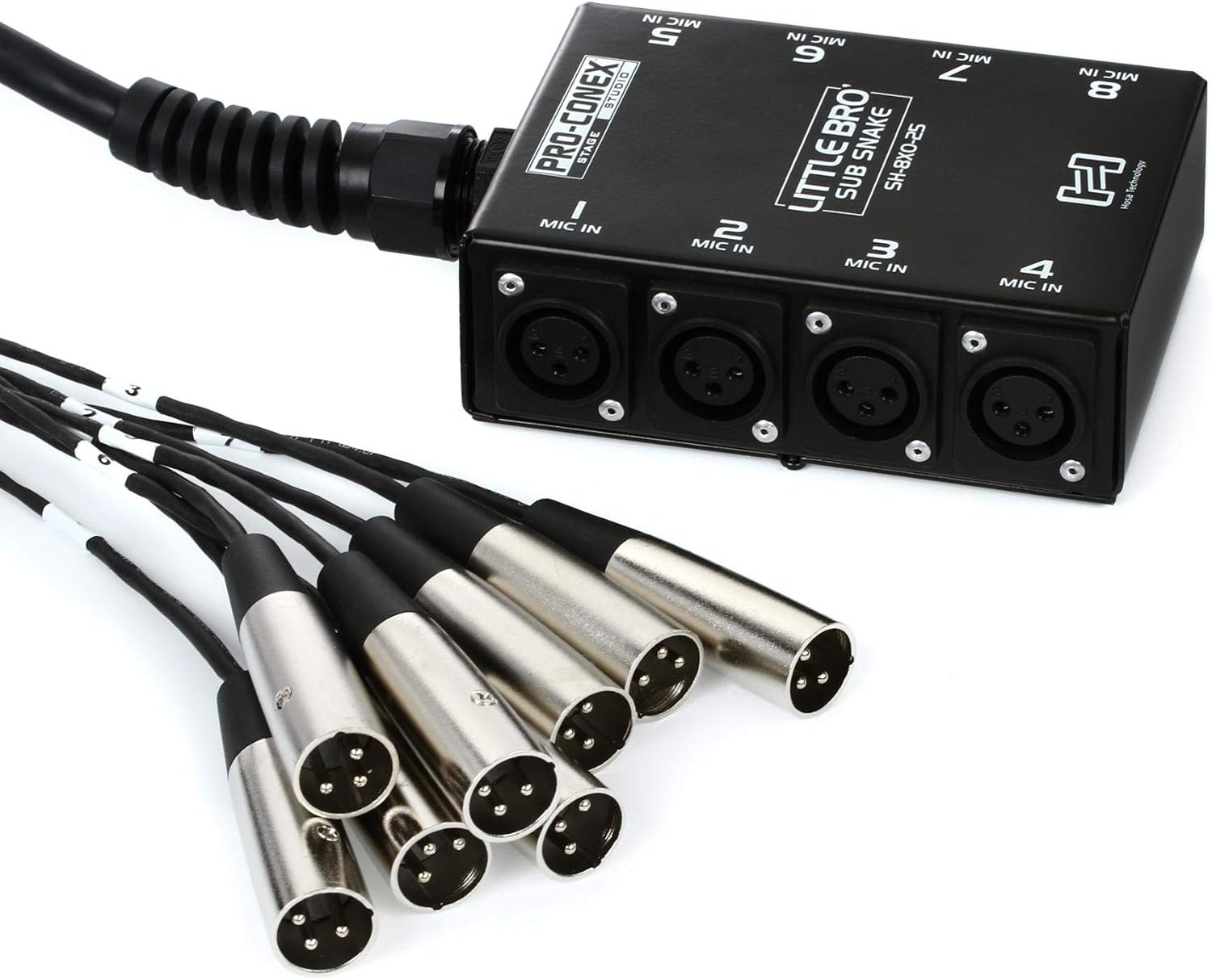 Hosa SH-8X0-25 Pro-Conex Little Bro' Sub Snake, 8 Hosa XLR Sends and No Returns, 25 Feet