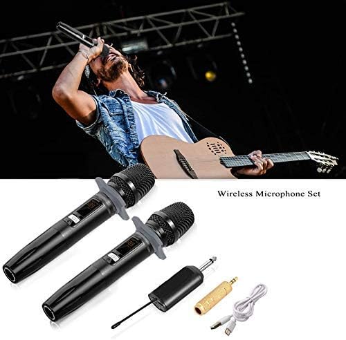 Auto Wireless Dynamic Microphone System with Receiver for Amplifier Mixer Speaker Desktop Bus,
