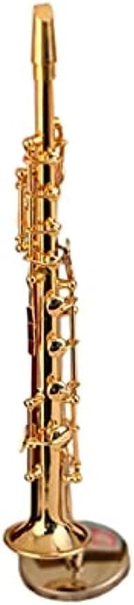 Mini Soprano Saxophone Model Miniature Saxophone Model with Metal Stand for Home Decoration Wind Instrument
