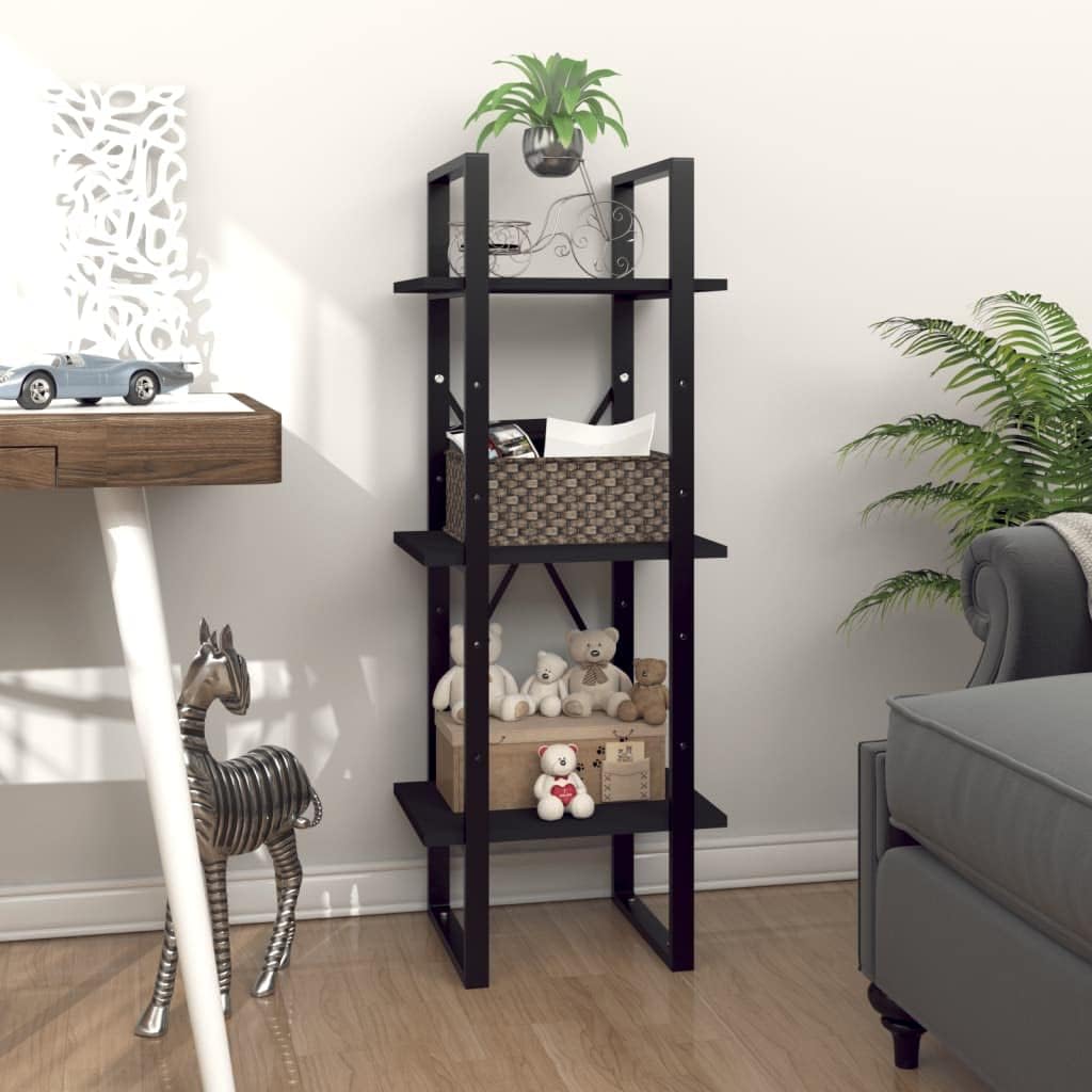 Black 3-Tier Bookcase 11.8