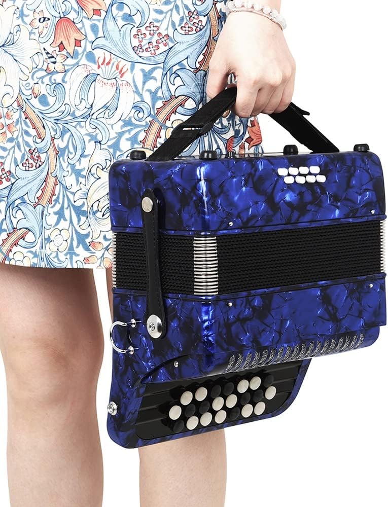 22 Keys 8 Bass Accordion Concertina, Excellent Gift for Children and Friends, with Strap and Accordion Backpack, Music Accordion Instrument