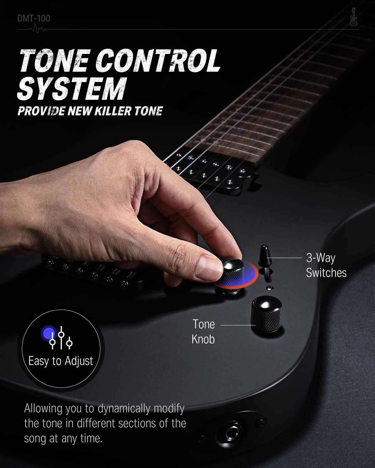 Donner Solid Body Electric Guitar, Matte Finish 39 Inch Metal Electric Guitar Beginner Kits with Bag, Strings, Strap, Cable, Strings Dampener for Rock Music Lover, DMT-100 (Matte Black)