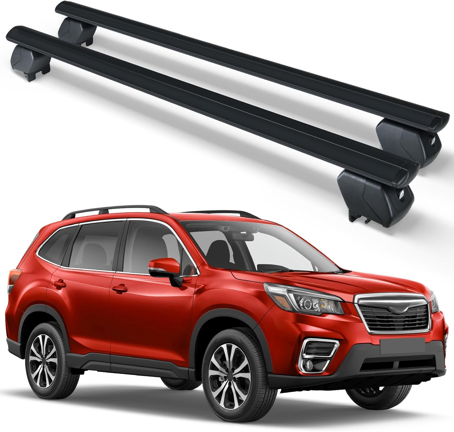 Heavy Duty 300 LBS Cross Bars Roof Rack Compatible with 2014-2025 Subaru Forester with Side Rails, Lockable & Adjustable Crossbars Cargo Luggage Carrier Rooftop Cars Vehicles Suvs