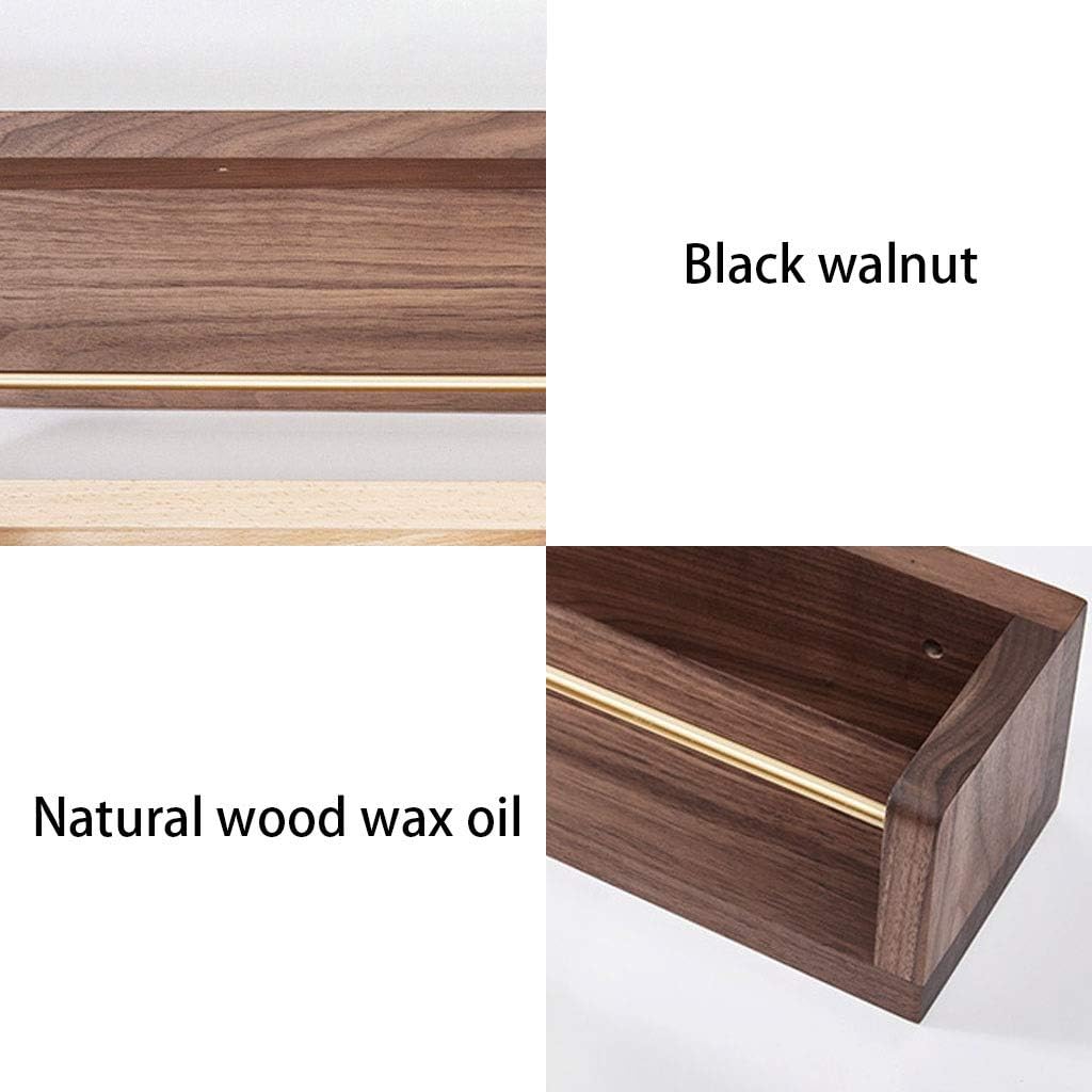 Floating Shelves Black Walnut Wall Mount Rack, Home Wall Shelf, Newspaper Magazine Display Stand, Retro Wall Decoration, Load Bearing 22kg (Color : Wood Color, Size : 40cm)