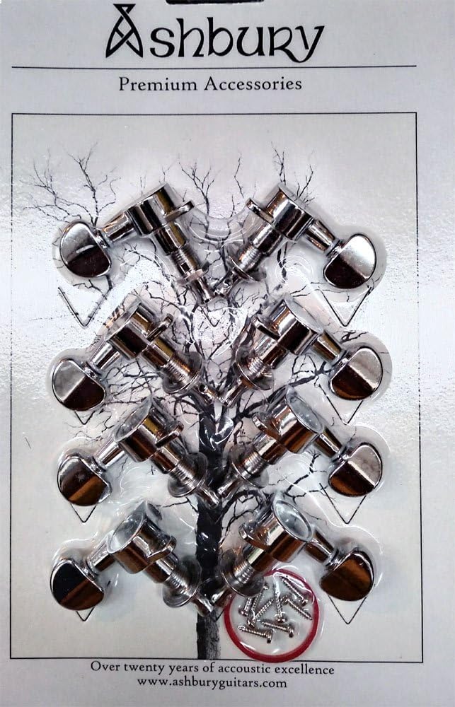 Ashbury Chrome Bouzouki Machine Heads, Set of 8, 16:1 Ratio