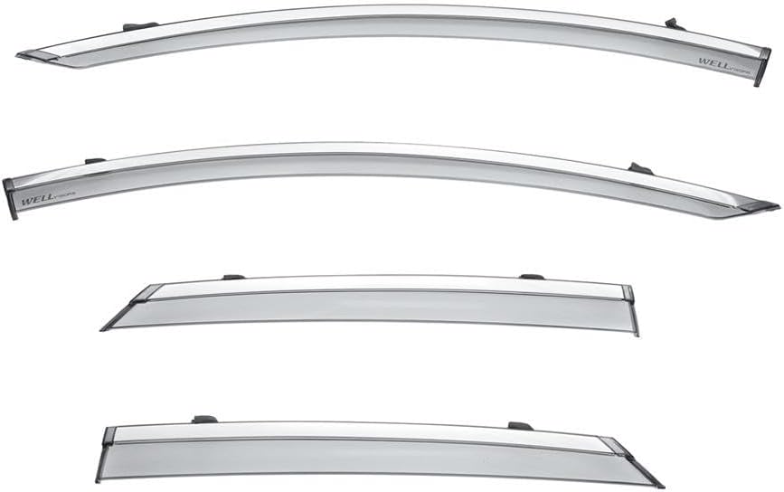 WellVisors Window Visors Wind Deflectors Compatible with Lincoln MKZ 2013-2020 with Chrome Trim Rain Guards 3-847LC004