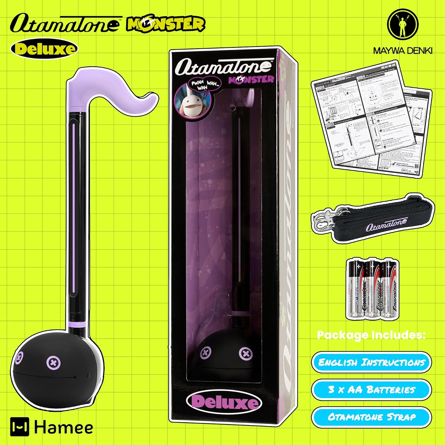 Otamatone Deluxe Electronic Musical Instrument for Adults Portable Synthesizer Digital Electric Music from Japan by Maywa Denki Cool Stuff Gifts, Monster (Violet) [English Manual]