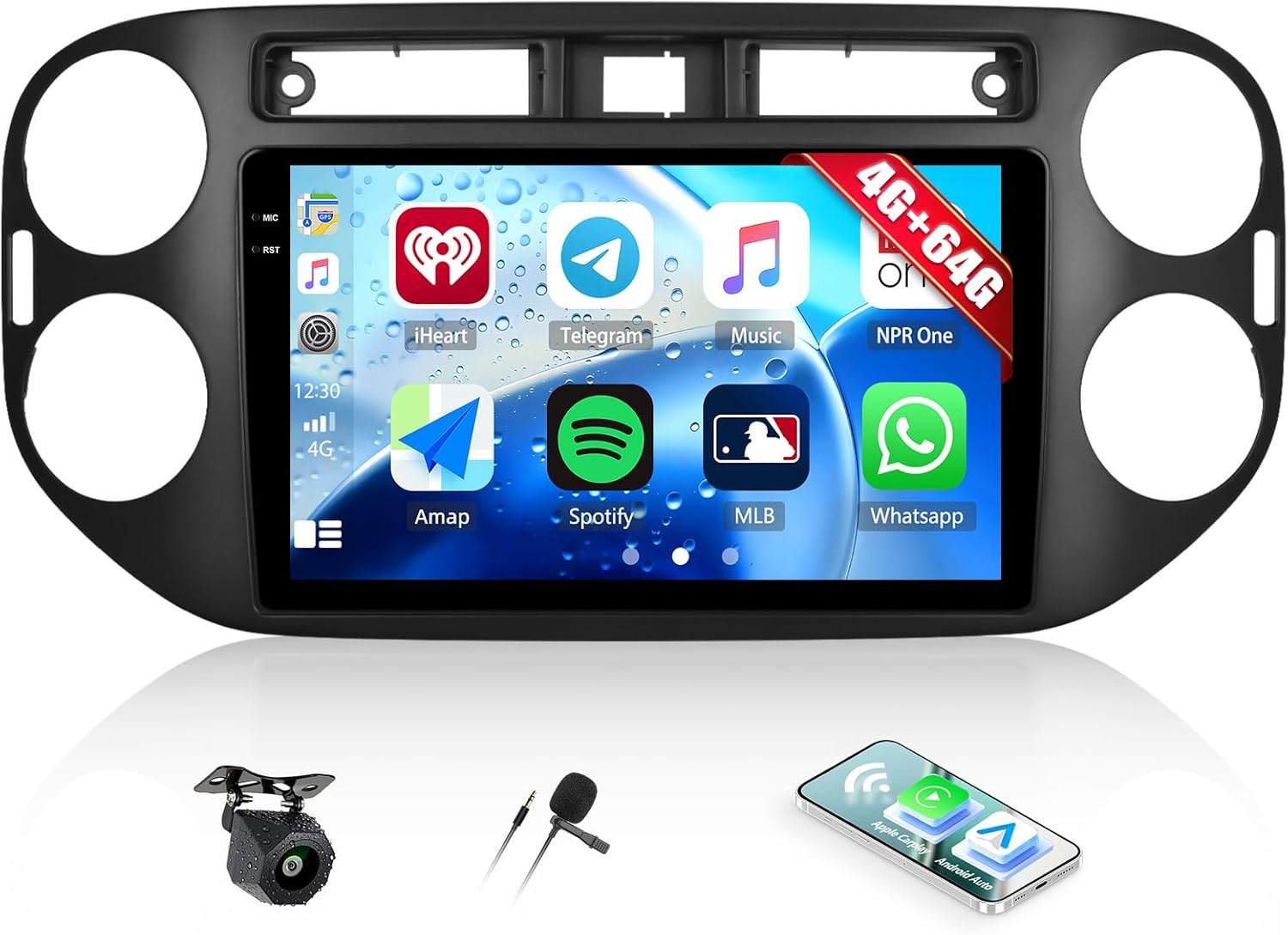 4G+64G Android 15 Car Stereo for Volkswagen Tiguan 2009-2017 with Wireless Carplay Android Auto 9