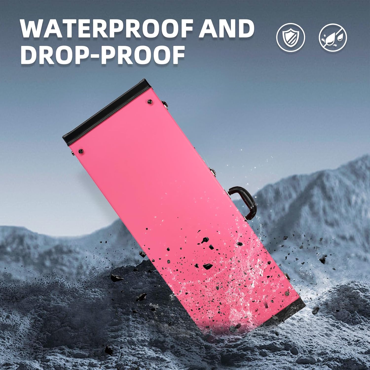 Rm Electric Guitar Hard Shell Case - Portable Square Hardshell for Standard Electric Guitar, Fits Fender Strat/Tele Style (Pink)