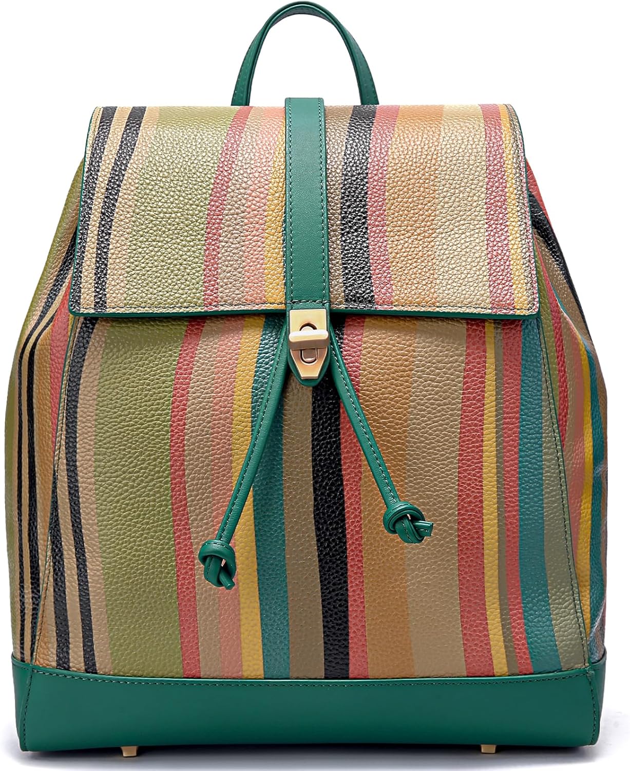 BOYATU Genuine Leather Backpack for Women: Best Fashion Ladies Backpacks Purses - Casual Designer Colorful Back Pack Bag for Travel(Rainbow)