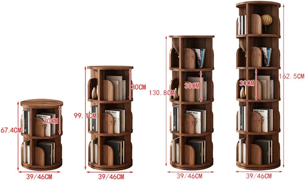 360 Multi-Layer Bookshelf, Walnut Finish, 46*162cm, 1 Shelf, Classic Rustic Style, Children's Adjustable Tiered Shelf, Wall Mount, Height Adjustable