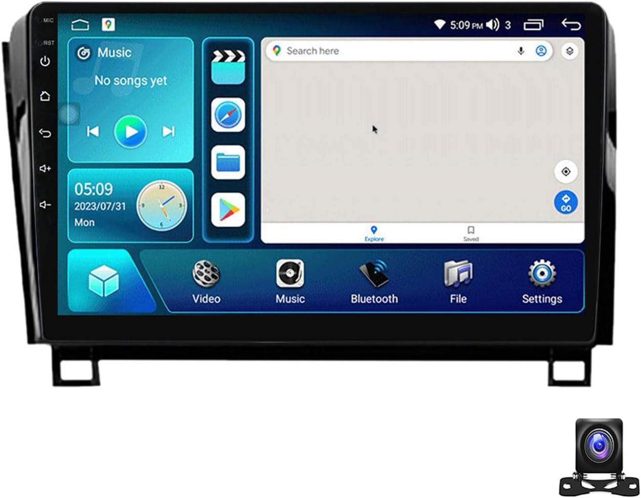 Double Din Car Stereo Bluetooth MP5 Player with Carplay/Auto, 9 Inch Touchscreen Radio Receiver with AHD Backup Camera, for Toyota Tundra 2007~2013 Support 4G/SWC/DSP,4 core m150s 2g+32g