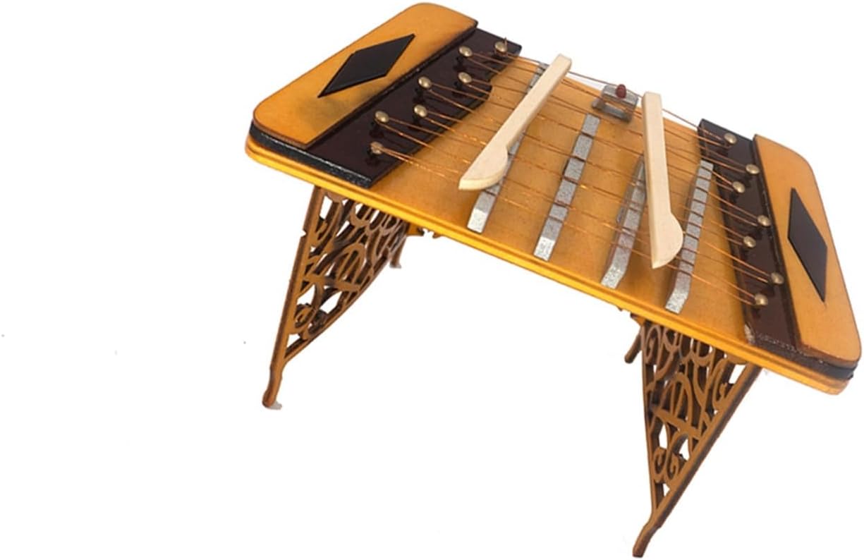 Musical Instrument Ornaments Miniature Wooden Dulcimer Model With Case Musical Instrument Ornaments