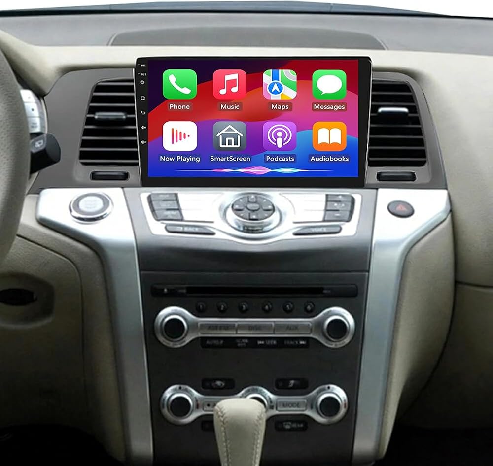 Car Stereo Radio Compatible for Murano Z51 2008-2016 with Carplay Android Auto GPS Navigation 9in Touchscreen Car Radio Player with Bluetooth WiFi FM/RDS SWC Mirror Link Split Screen + Backup Camera