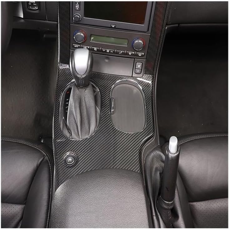Compatible with Chevrolet Corvette C6 2005-2013 Real Carbon Fiber Center Console Panel Gearshift Cupholder Frame Cover Trim Car Accessories