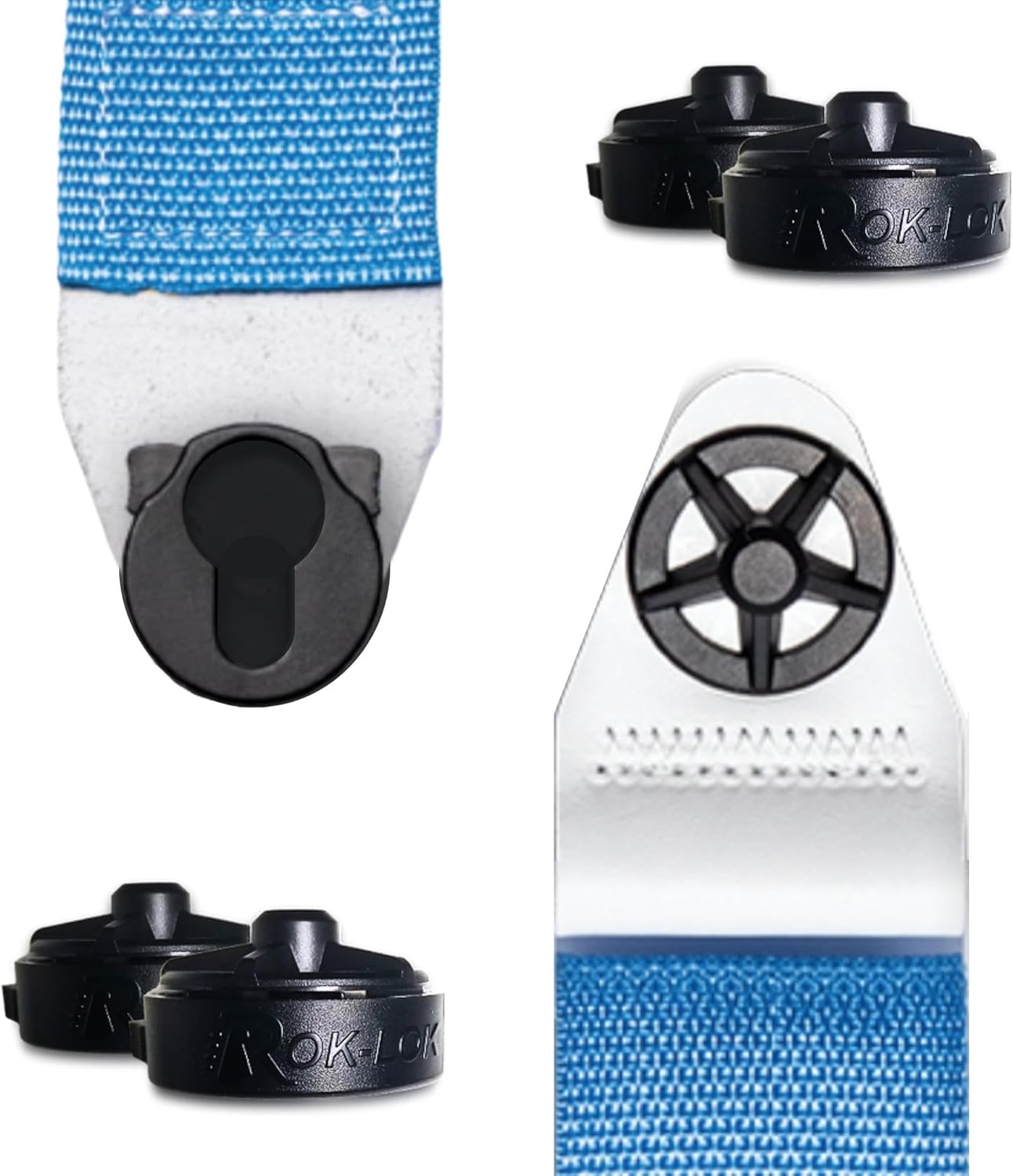 Rok-Lok PRO Guitar Strap Lock 5 PACK- Universal Strap Lock Sets with Anti-Scratch Coating for Electric, Acoustic & Bass Guitars- Guitar Locks with Rubberized Protection- No Mods, No Tools Needed