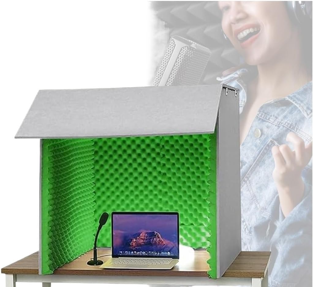 Portable Soundproof Booth, Home Studio Recording Booth, Recording Shielded Microphone Booth Cube (Green)