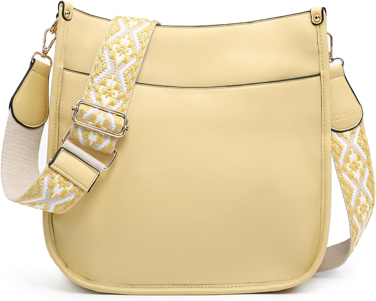 JEN & CO. Crossbody Bags for Women Trendy Vegan Leather Hobo Purses Shoulder Handbags with Wide Adjustable Guitar Strap