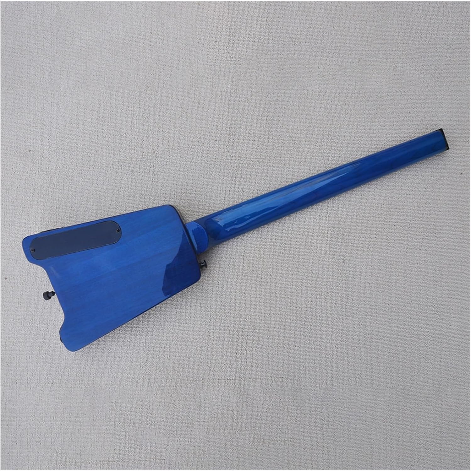 Headless Electric Guitar Blue Portable Travel Flame Maple Veneer Headless Electric Guitar with Rosewood Fretboard 24 Frets