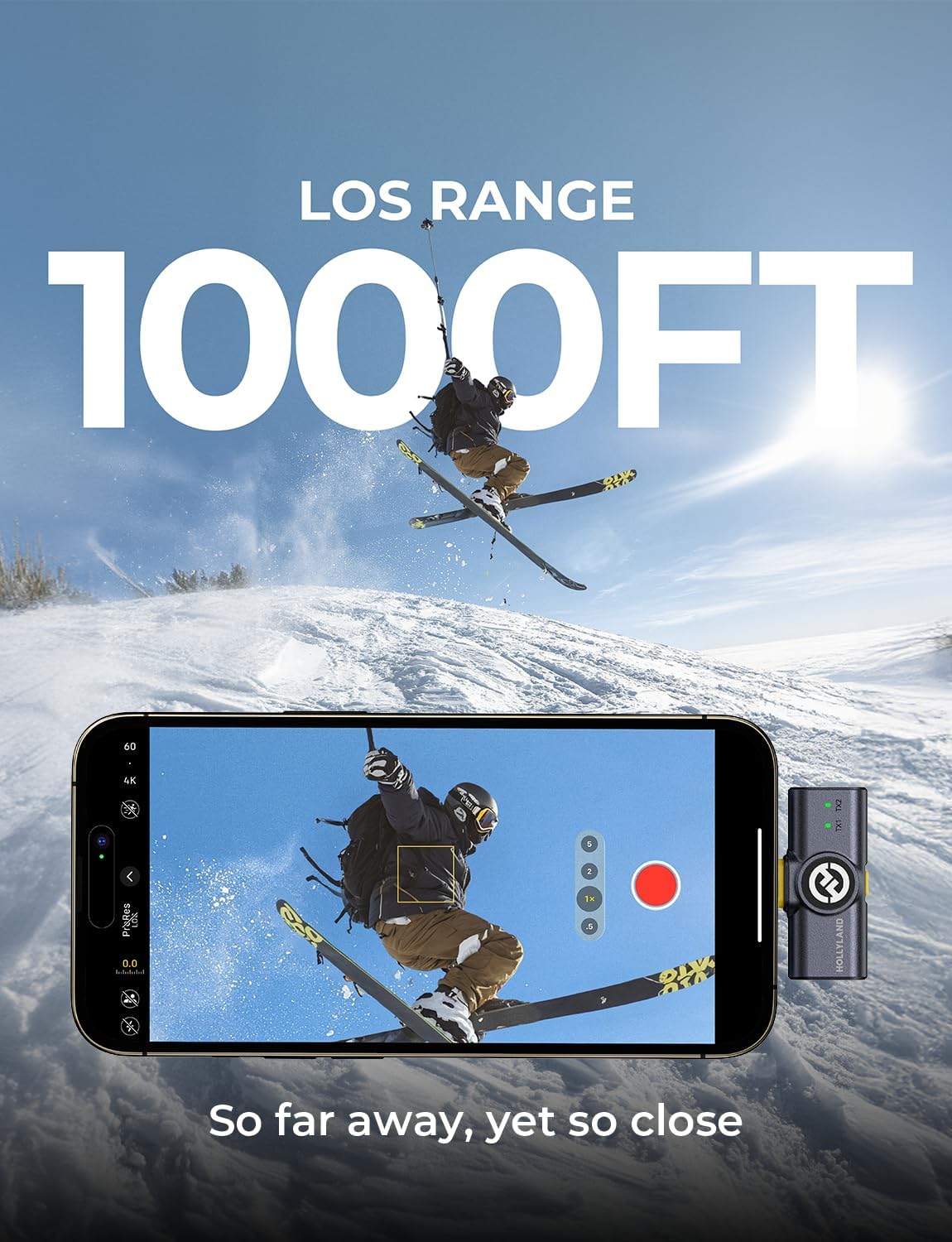 Hollyland Lark M2 Wireless Microphone for iPhone14 & Below, Mini Magnetic Microphone, 300m Range, Hi-Fi Audio, Noise Cancelling, 30h Use, Video Recording (2TX + Lightning RX + Charging Case)