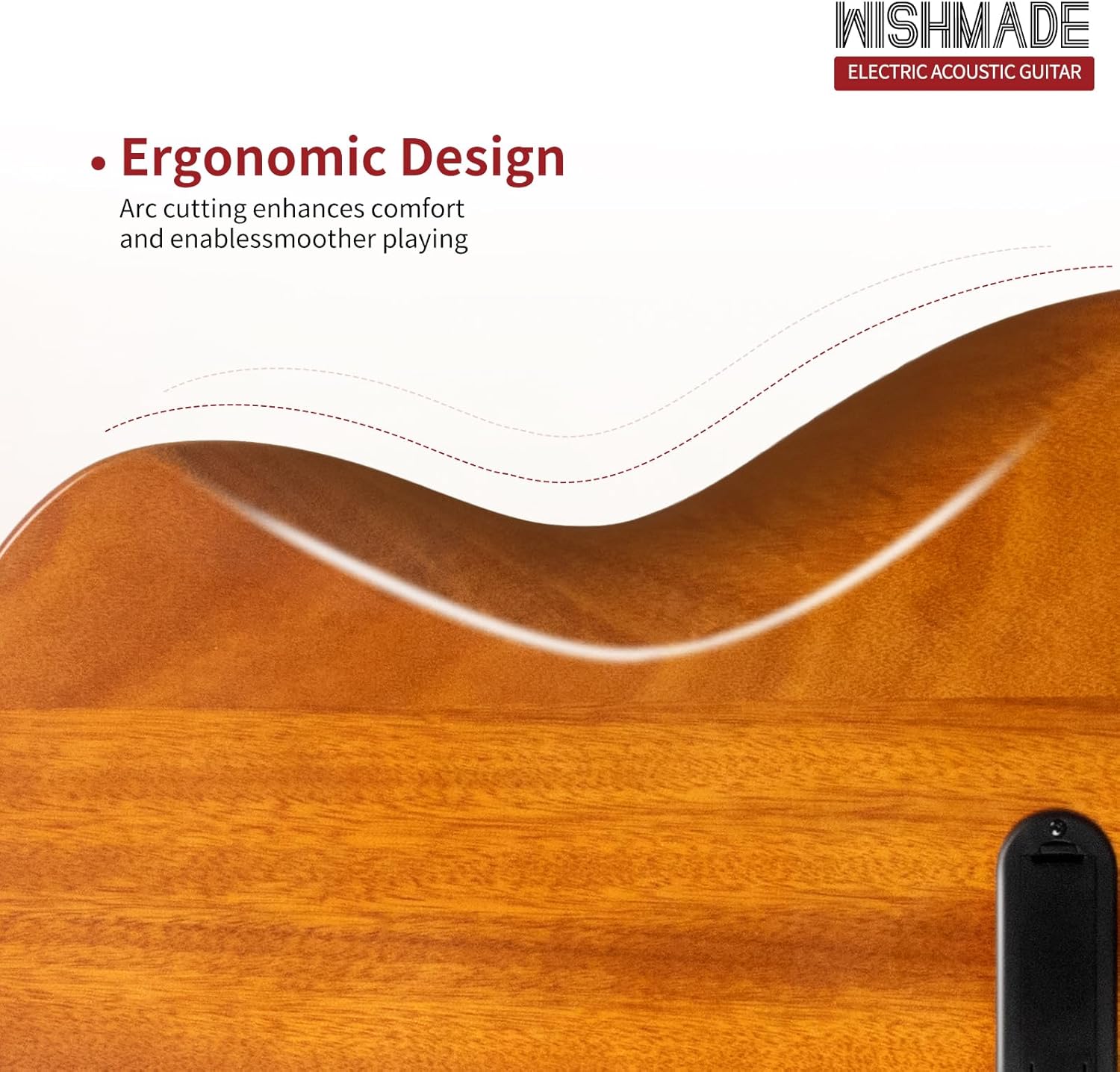 WISHMADE Acoustic-Electric Guitar,6 String Cutaway Guitar Build-in Pickup,Mahogany Body Neck Rosewood Fretboard With Gig Bag for adults (TSB)