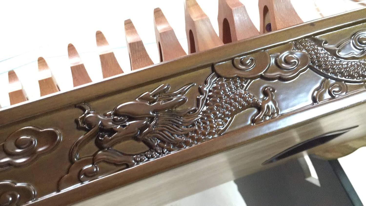 Landtom® Professional Concert Level Nanmu Wood Guzheng(163cm) with Hand-Carved Craftwork For Adults/Children/Senior/Intermediate/Beginner (Roaring Dragon)