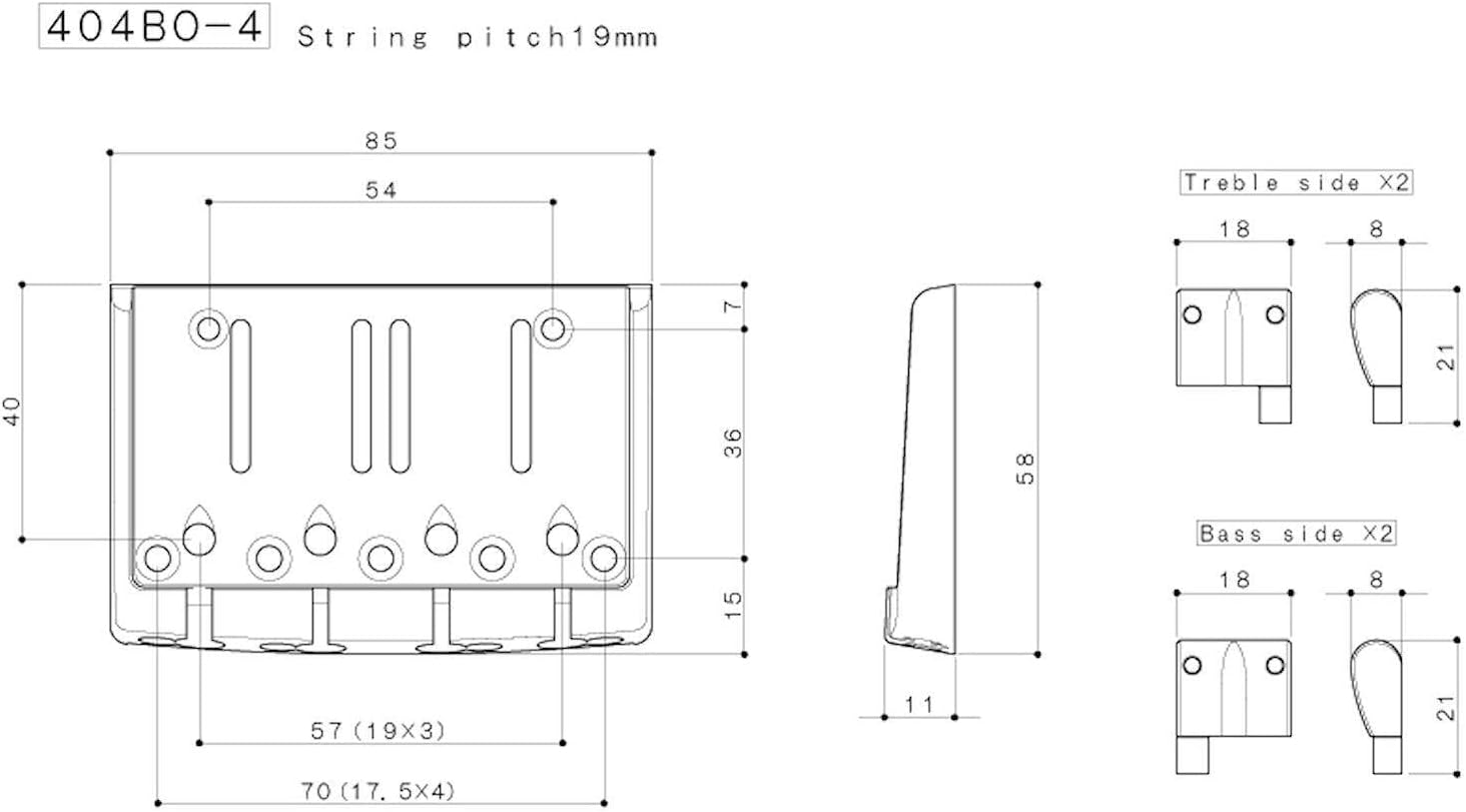 GOTOH 404BO-4 4-String Bass Bridge w/Brass Saddles - Gold