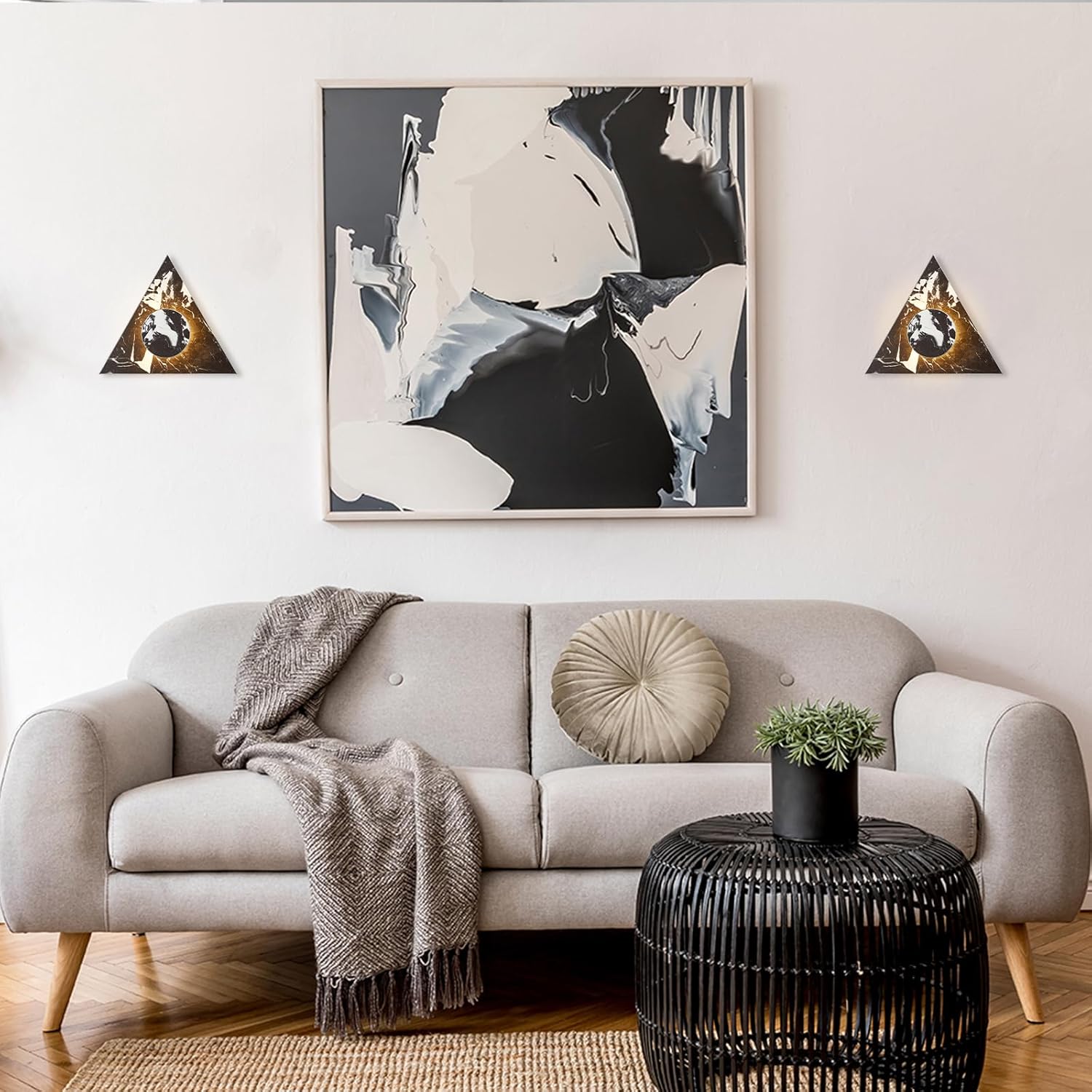 Nordic Style Stone Wall Lamp, Natural Marble Lampshade Wall Sconce Metal Base Hardwired Indoor Wall Lights, 3000K 7W LED Modern Wall Mount Lamp for Living Room Bedroom Bedside Hallway Stairs