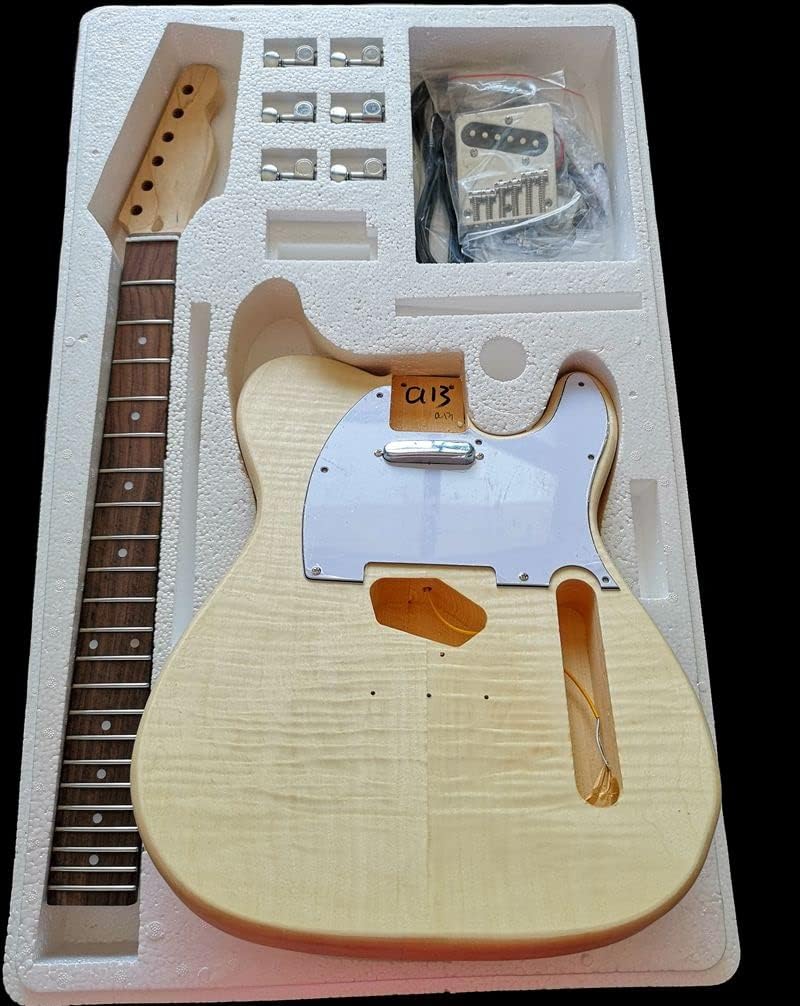 Maple Tiger Pattern Maple Electric Guitar Basswood Body Neck Rosewood Fingerboard DIY Combination DIY Guitar Kit (Color : 8)