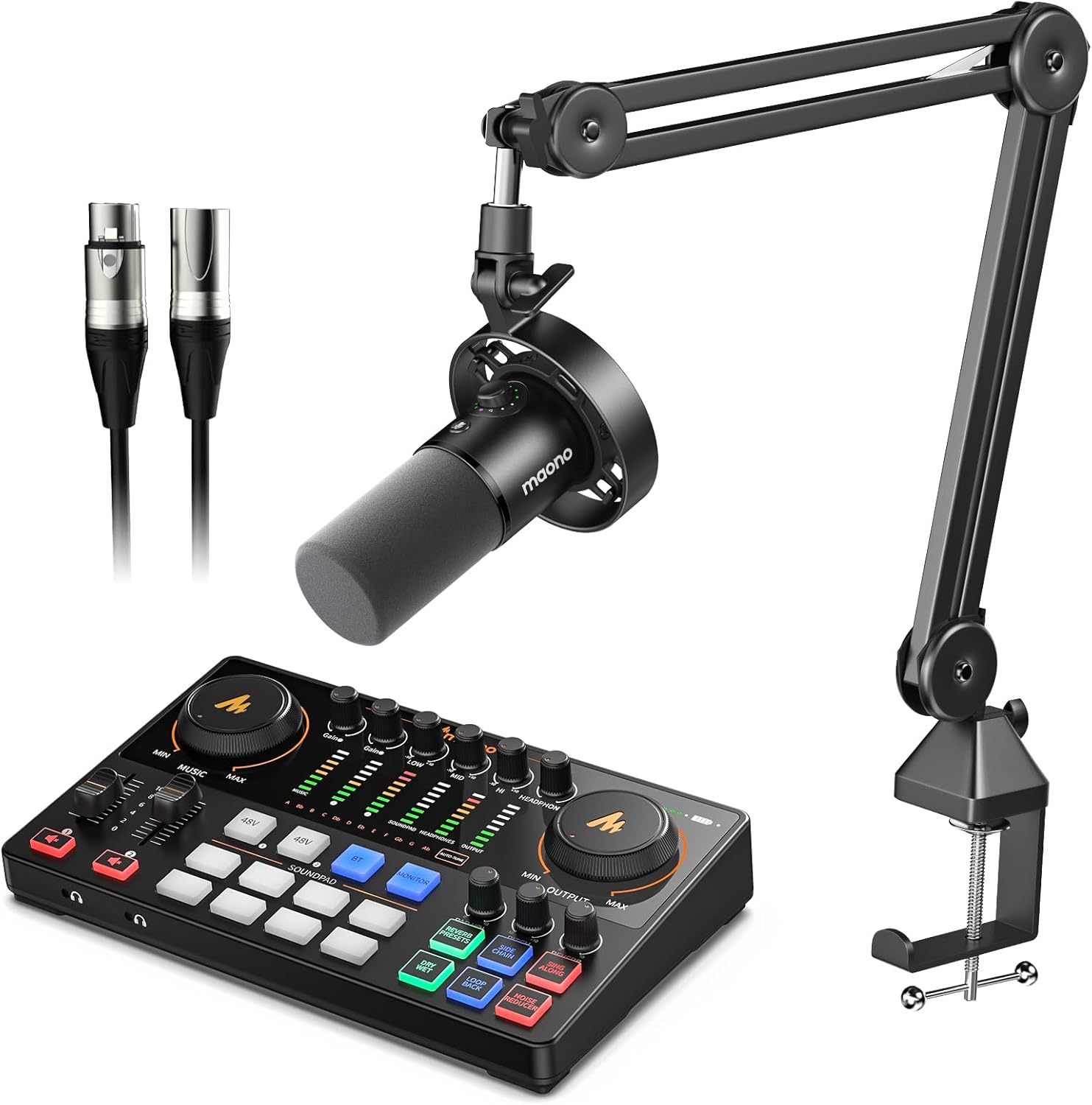 MAONO Podcast Equipment Bundle-XLR USB Podcast Recording Mic kit(PD300X+BA37+E2 Gen2+XLR-180)