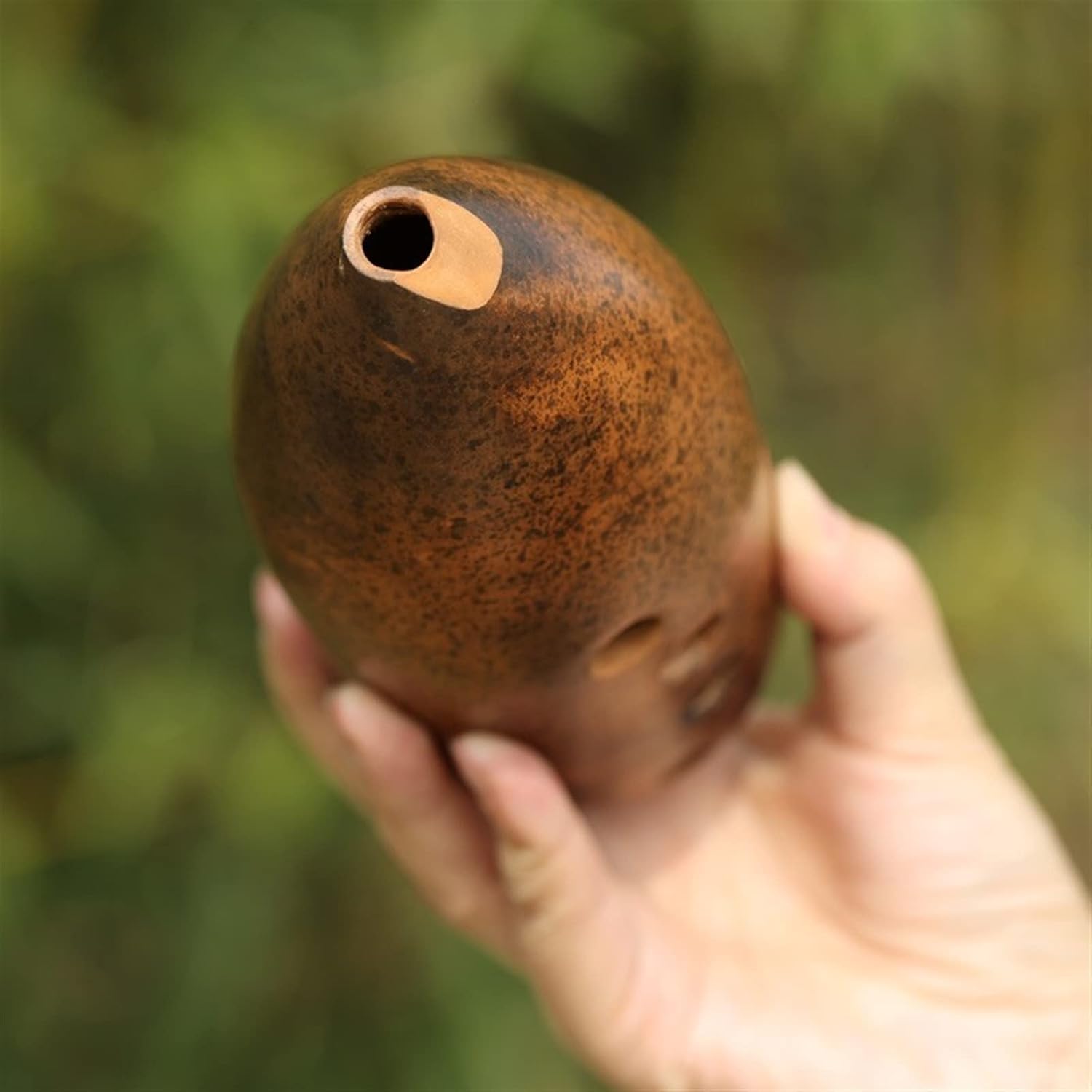 10-Hole Red Pottery Xun Professional Xun Double-Cavity Pen Holder F/G Tone Pottery Xun Beginners Wind Instruments Children Ocarina (Color : F)