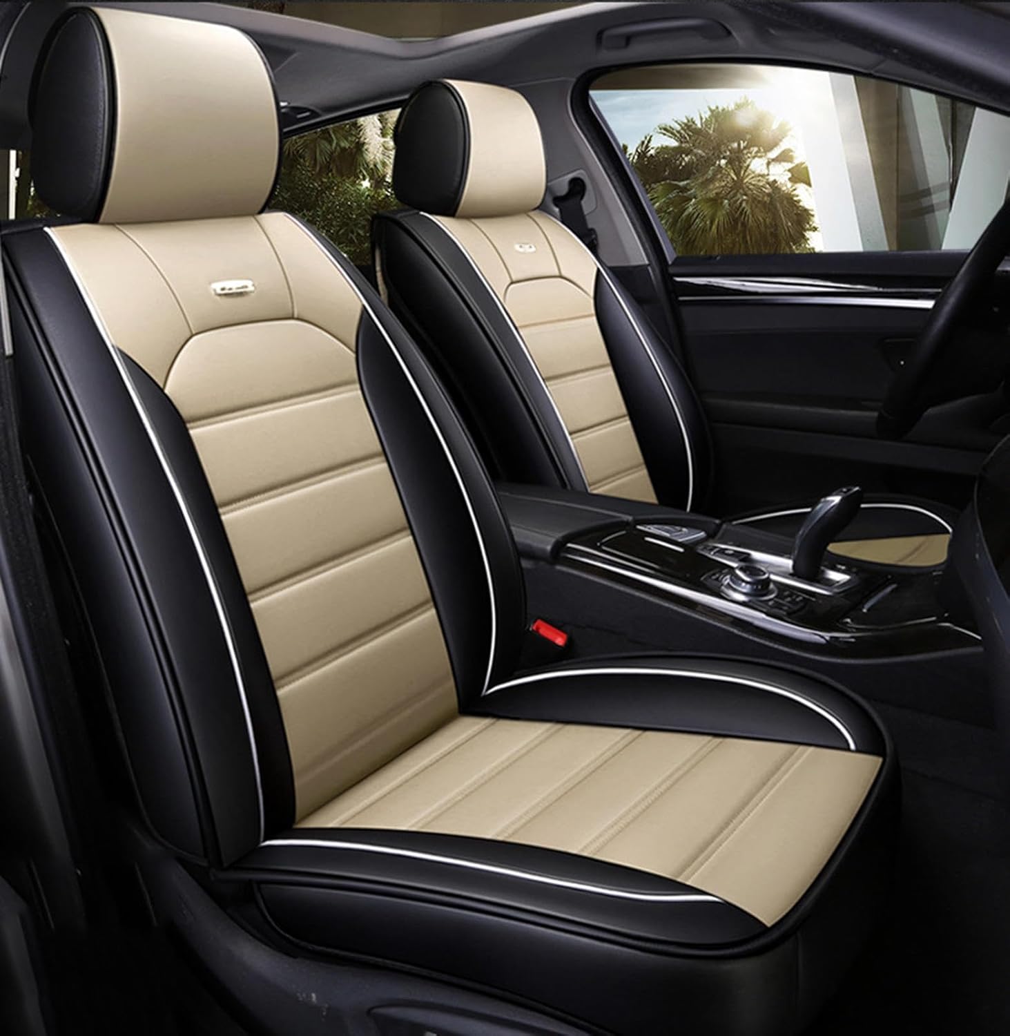Car Seat Cover 5-Seats,Leather Waterproof Seat Covers for Car,Vehicle Interior Accessories,F