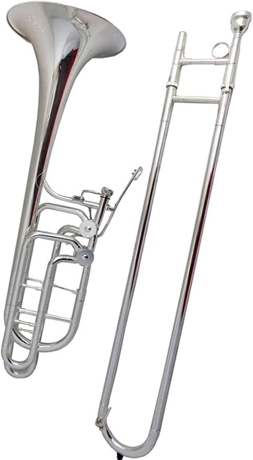 Professionals euphonium Bass Trombone Bb/F/Eb/D With Case Mouthpiece Silver Plated Trombone Musical Instruments Slide Trombones(Nickel plated)