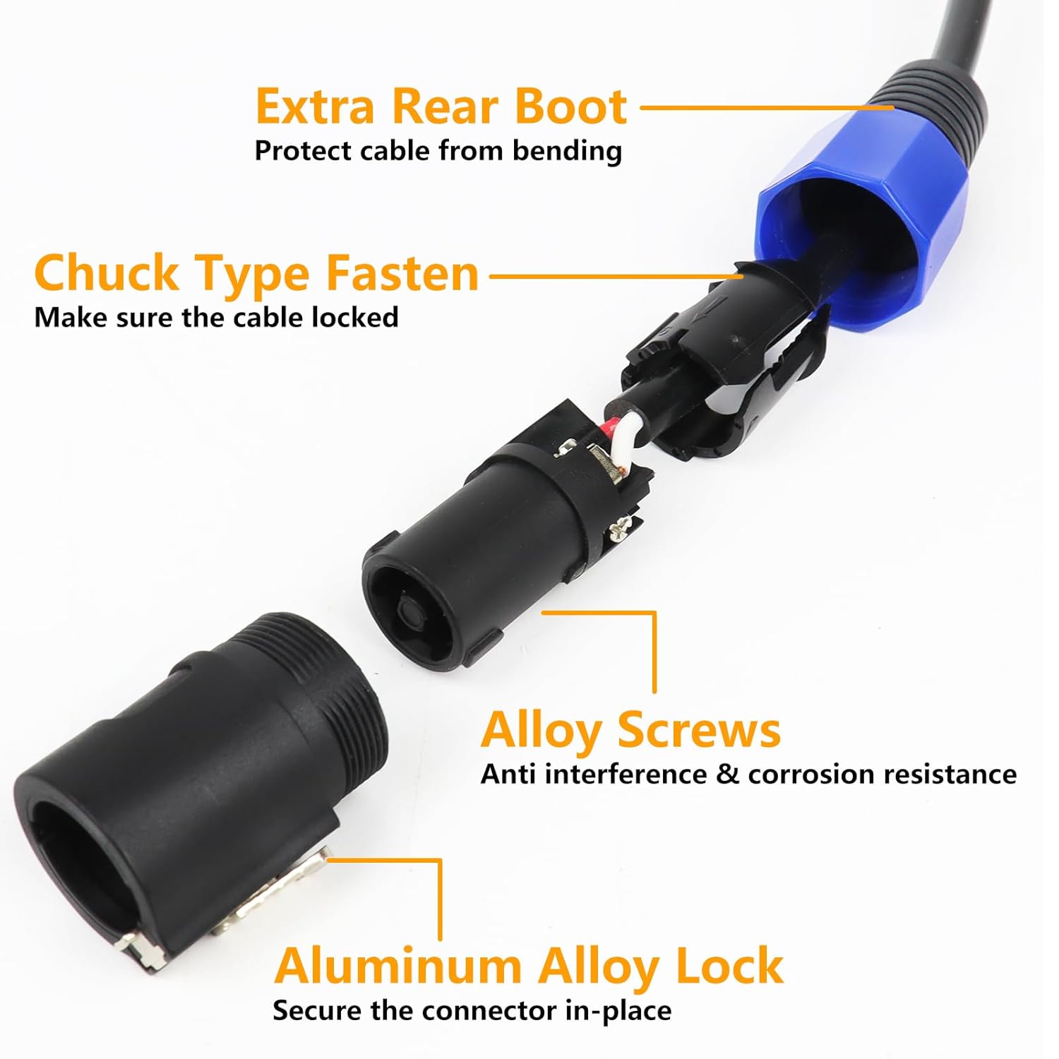 80 Feet Pack of 2 Speakon to Speakon Cables - 2pcs 80Ft NL4FC Speak-On Male Cable - Pro PA DJ Gig Pub Audio Jack Bi Wiring with Twist Lock - 16 AWG of 2 Conductor