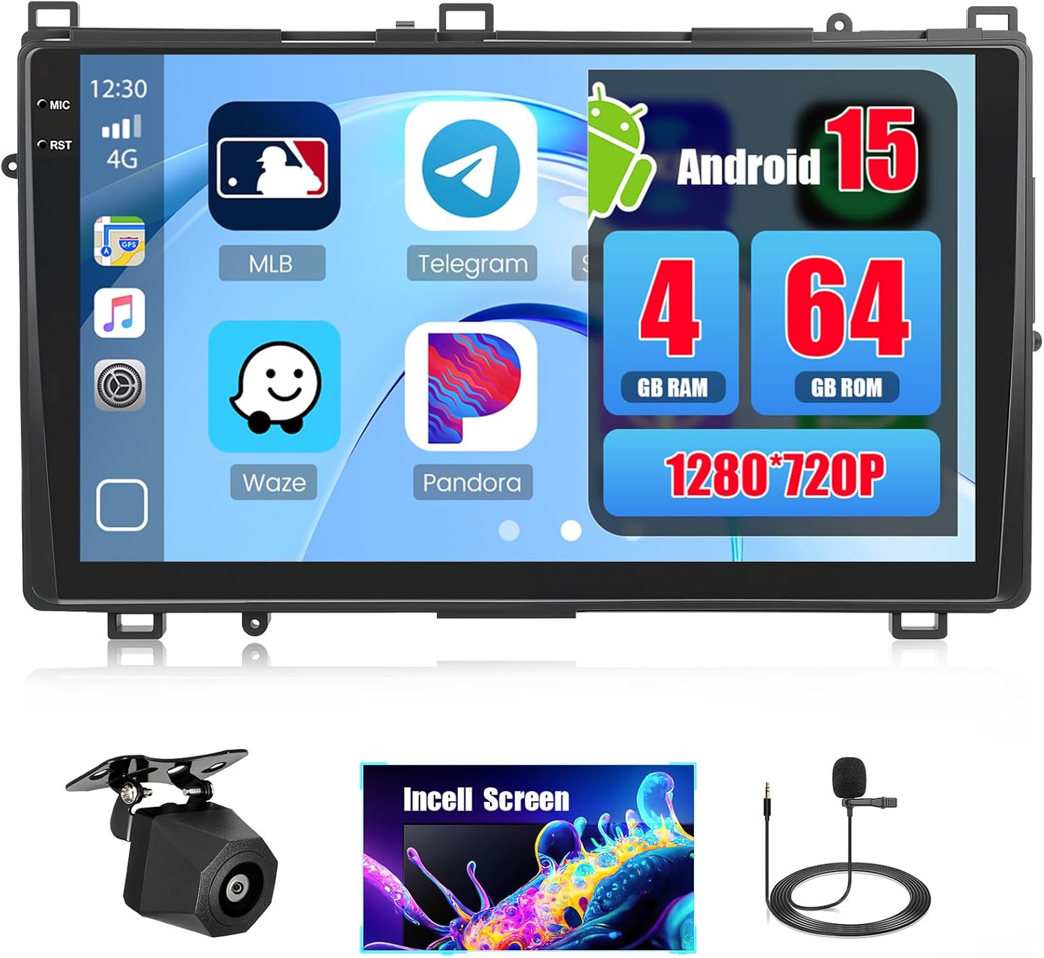 4+64GB Android 15 Car Radio for Toyota Corolla 2017 Wireless Carplay Android Auto, Realdio Car Stereo with 9