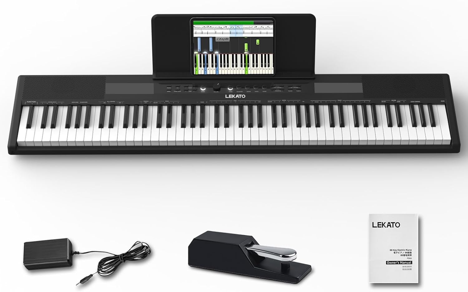 LEKATO 88 Keys Digital Piano, Semi Weighted Electric Keyboard Piano with 15W×2 Stereo Speakers, Reverb Split Layer Duet Mode, Headphone Jack, USB MIDI, AUX, for Beginner Professional at Home Stage