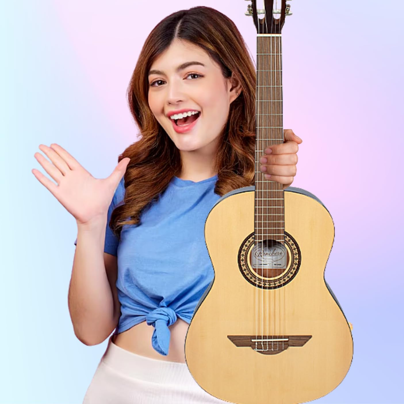 H. Jimenez 6 String Acoustic Guitar, Right, Tan (LGR100N)