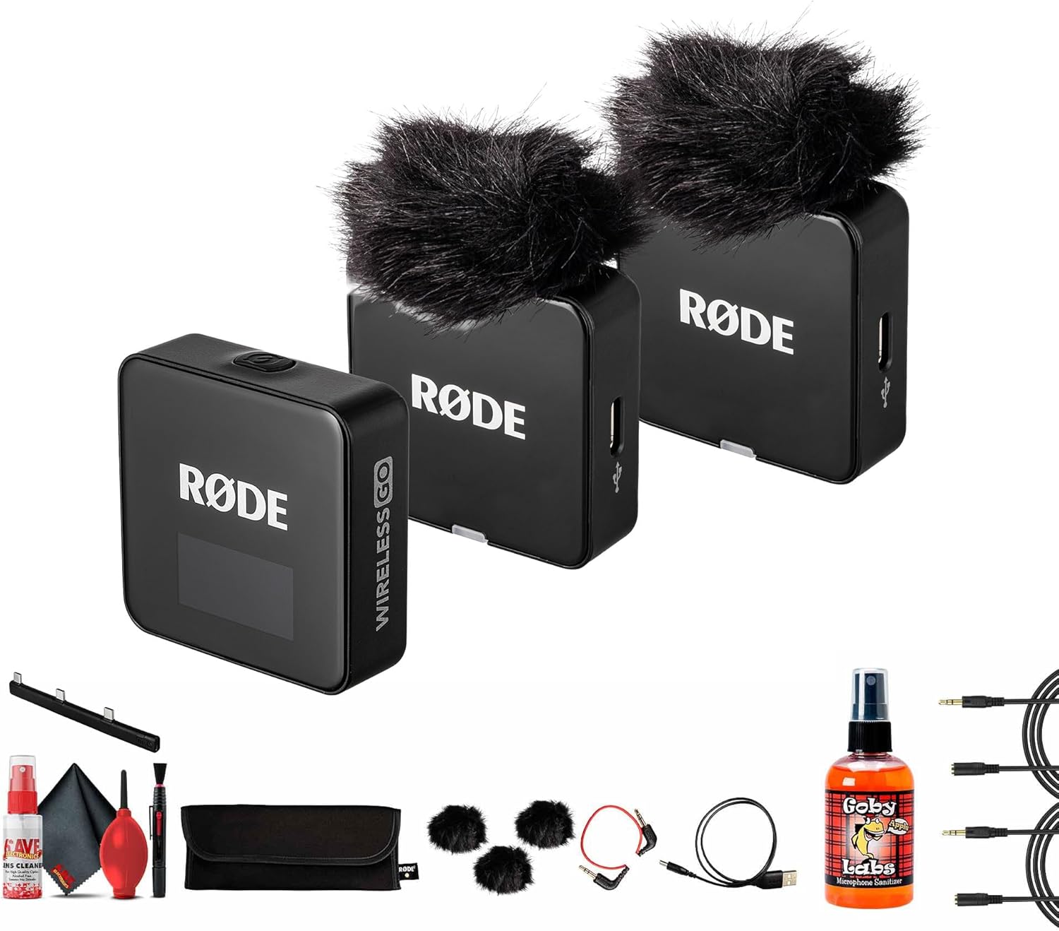Rode Wireless GO III (Gen 3) Dual Channel Mic System – Compact Wireless Microphone for Cameras, Smartphones & Lavalier Use + 2X 3.5mm Stereo Plug + Microphone Cleaner + Microfiber Cloth (Renewed)