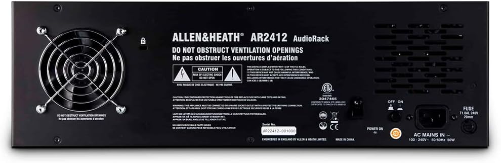 Allen & Heath AR2-2412-BLK 48kHz, 24 XLR input, 12 XLR output AudioRack Bundle w/ 10-Pack Pig Hog PHM10 8mm XLR Microphone Cable and Liquid Audio Polishing Cloth