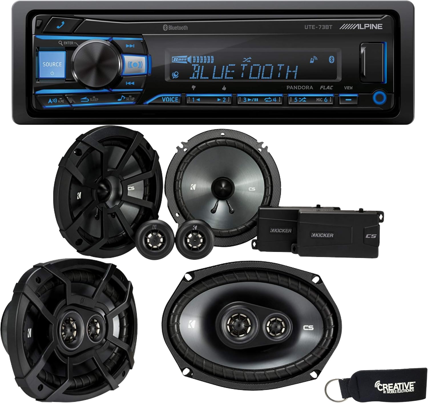 Alpine UTE-73BT Bluetooth Receiver (No CD), a Pair of 43CSS654 6.5