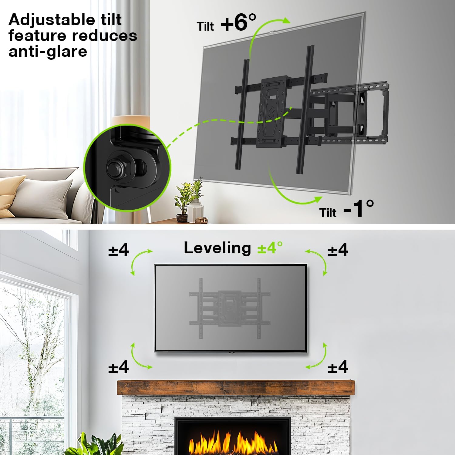 USX MOUNT Heavy Duty Full Motion TV Wall Mount for 60-100 Inch Large TVs, up to 220lbs, Swivel & Tilt, Preassembled TV Mount for 60