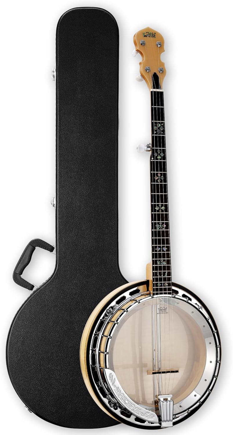 5 String Full Size Banjo Solid Back Remo Head Coated Top Flamed Maple Body Material Flamed Maple Back Material Type Flamed Maple Neck Material Type