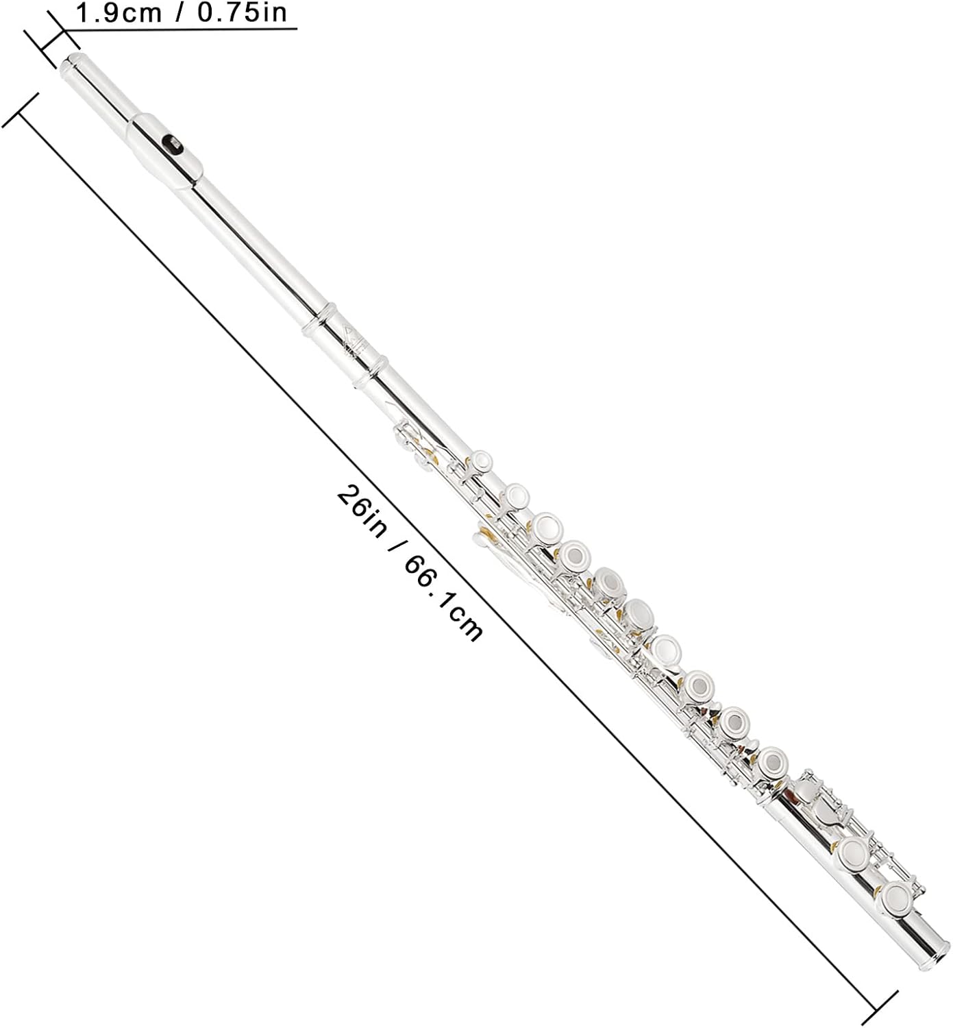 EASTROCK Open Hole Flutes C 16 Keys Silver Plated Flute Instrument for Beginner Kids Student with Carrying Case,Stand,Cleaning kit,Gloves,Tuning Rod(Open/Closed Hole,Silver Plated)