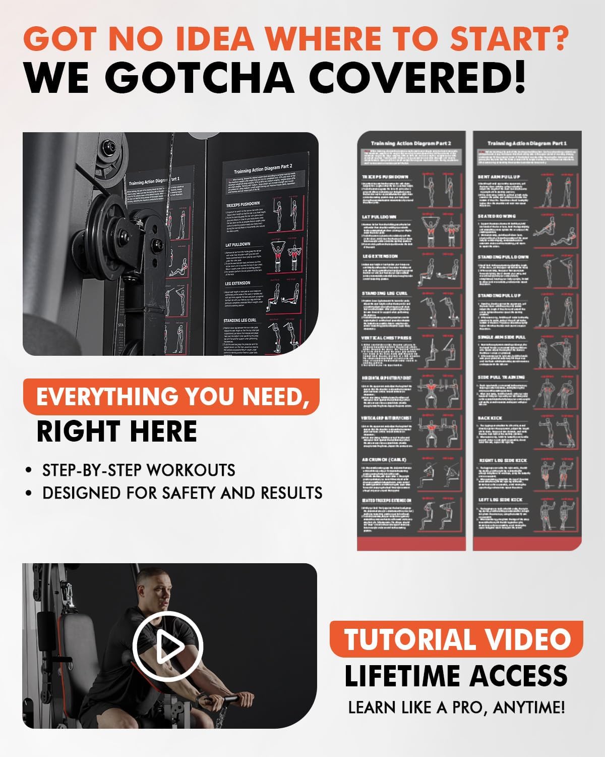 Mikolo Home Gym, Workout Station with 150LBS Weight Stack, Multifunctional Home Gym Equipment, Exercise Equipment for Full Body Strength Training