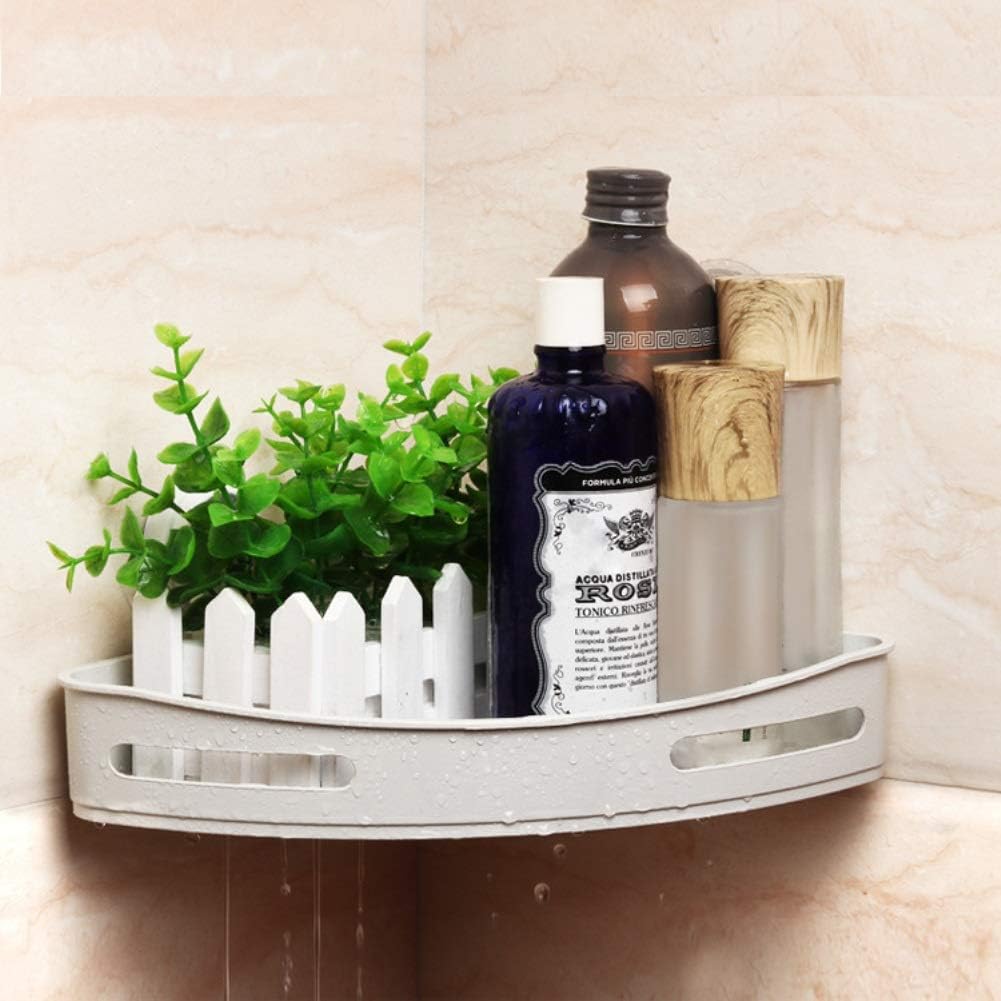 Pot and Pan Organizer Corner Wall Mount Bathroom Shelf Storage Holder Shelves Bathroom Shower Kitchen Storage Rack Organizer Bathroom Accessories (Color : White) (Light Grey)
