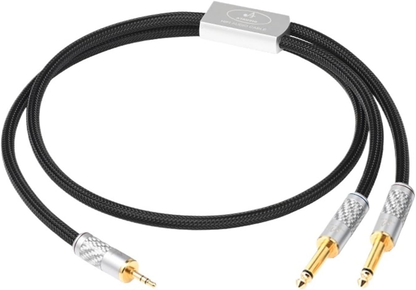 OCC Core HiFi 3.5mm to Dual 6.5mm Core for Phone AMP 3.5 Stereo Jack to 6.5 TS Mono Jack Carbon Fiber Gold Plated Plugs(0.5m)