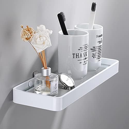 Shower Shelves 20cm/25cm/30cm/35cm/45cm Corner Glass Shelf, Square Bathroom Glass Shelves Bathing Accessories (Color : 35cm White)