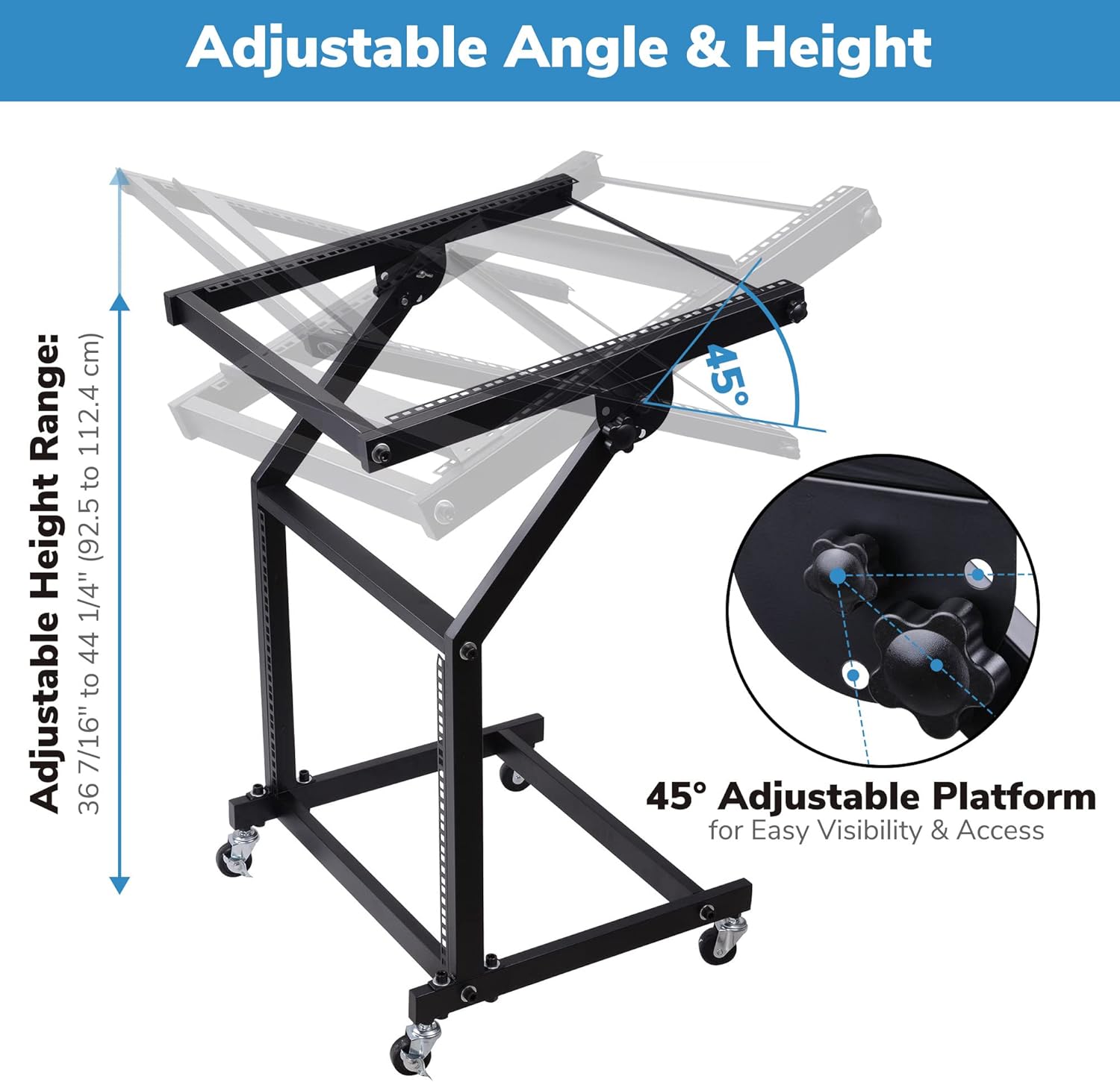 AW 9UX DJ Mixer Stand Rack Mount Stage Cart Audio Rack Music Equipment Studio Party Show