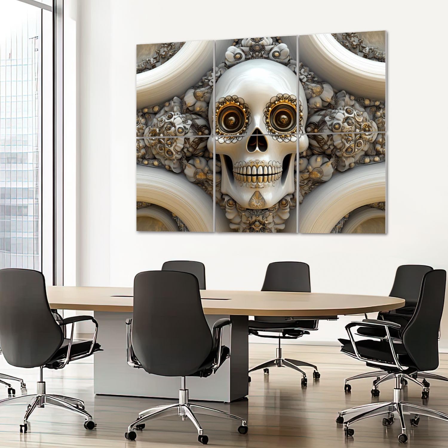 6 Pack Art Acoustic Panels Sound Absorbing Skull Colorful Mexican Sugar Geometric Patterns Symmetry Texture like Decorative Soundproof Wall Panels Self Adhesive for Recording Studios Office 72